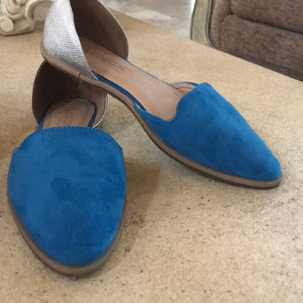 Blue Almond Toe D'Orsay Flats